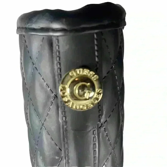 Guess Los Angeles Lulue Mid Calf Quilted Black Rain Boot Womens Size 7 - Picture 10 of 16